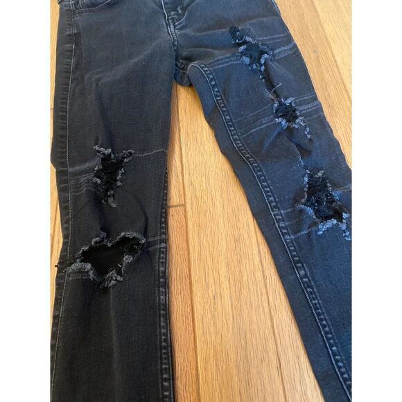 Hollister black distressed highrise crop super skinny classic stretch 1R w25 l26 - Picture 2 of 10